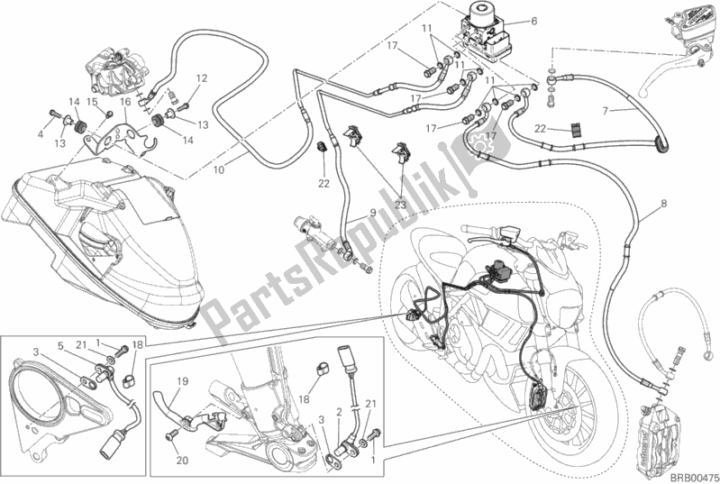 Tutte le parti per il Impianto Frenante Abs del Ducati Diavel FL Thailand 1200 2015
